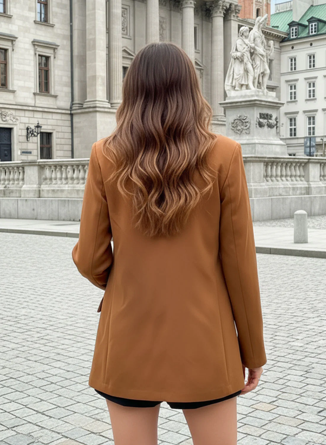 Blazer camel elegante con tasche frontali - Image 3