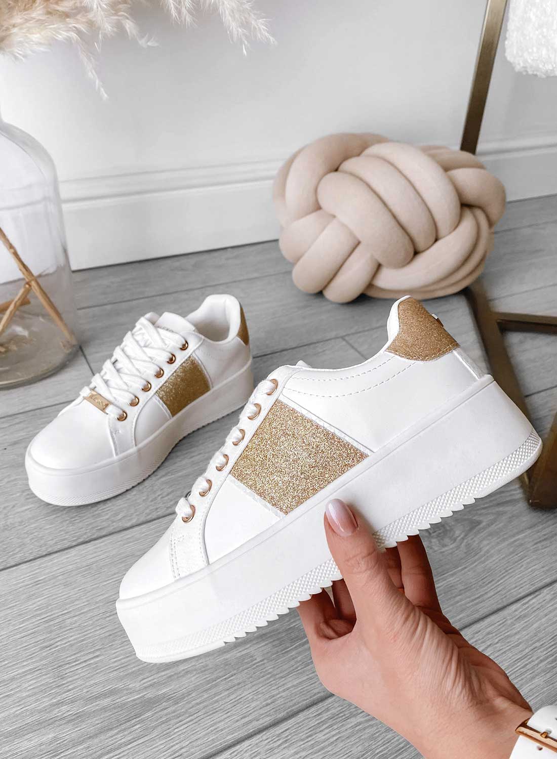 CIRCE - Sneakers bianche Alexoo con glitter oro - Image 11